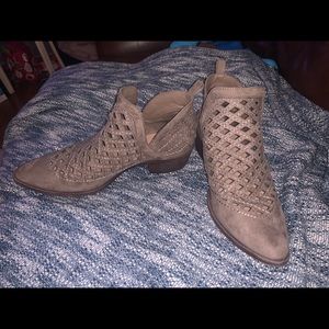 Taupe booties with cut outs